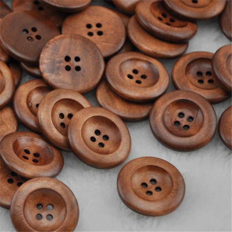 Paxley pieces coffee round wooden buttons for sewing 25.0mm WB221