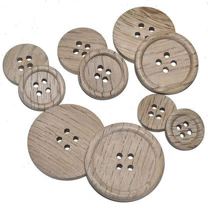 Paxley pieces 30 pieces natural color chestnut wood textured wooden buttons 15-30mm sewing scrapbooking for clothing handmade 4 holes button