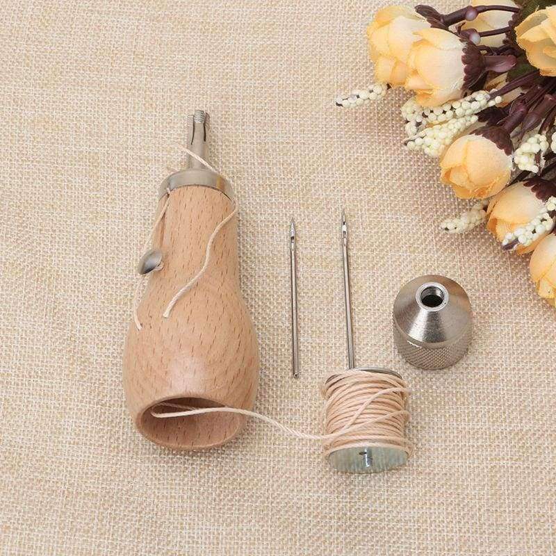 Paxley Schnitz wax line wooden handle sewing awl stitching leather canvas tent sewing needle craft DIY hand-sewn tools