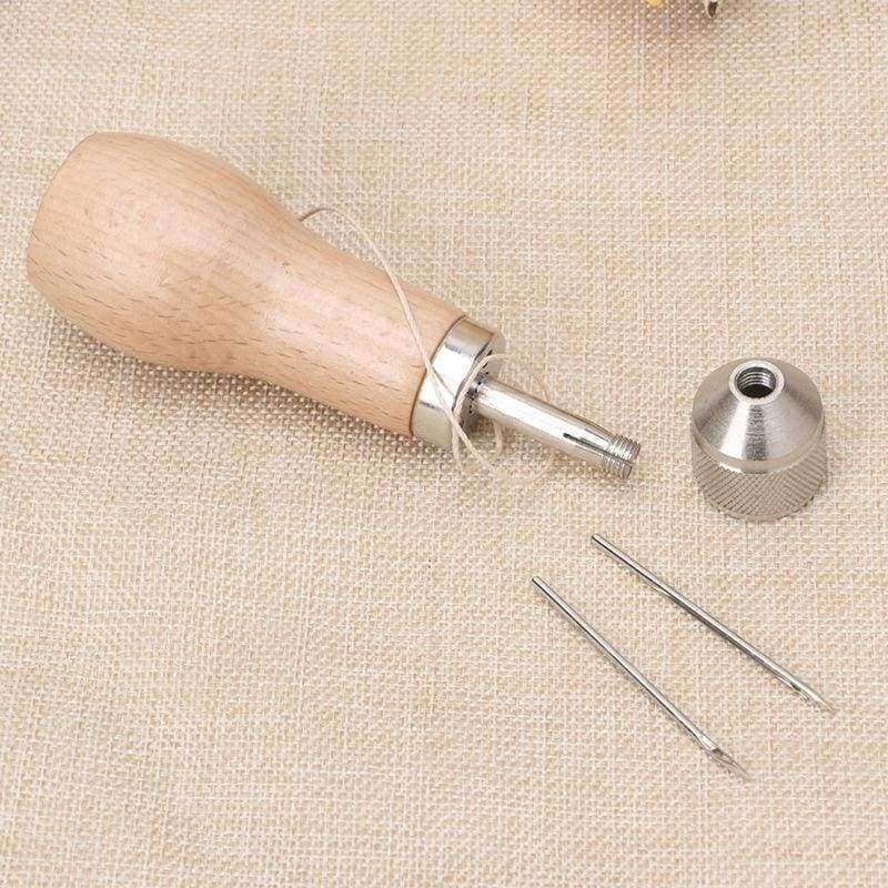 Paxley Schnitz wax line wooden handle sewing awl stitching leather canvas tent sewing needle craft DIY hand-sewn tools
