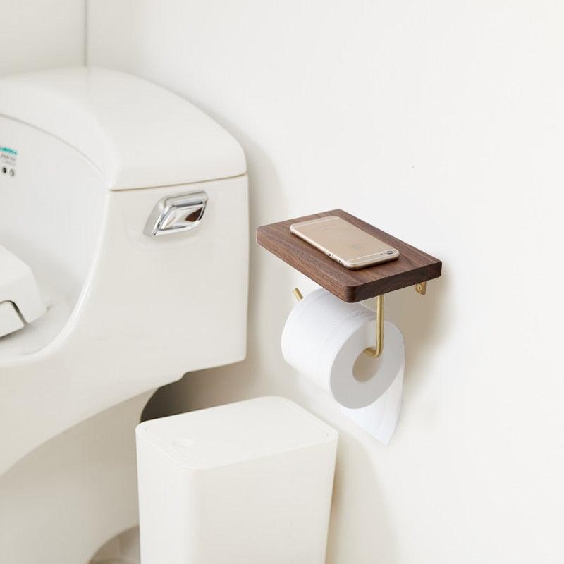 Paxley | Toilet Paper Holder | Wooden with Shelf | Wall Mounted