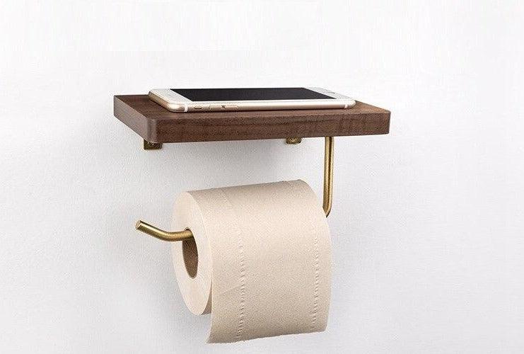Paxley | Toilet Paper Holder | Wooden with Shelf | Wall Mounted