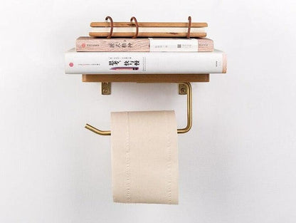 Paxley | Toilet Paper Holder | Wooden with Shelf | Wall Mounted