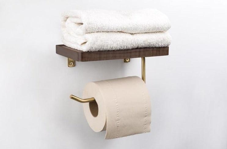Paxley | Toilet Paper Holder | Wooden with Shelf | Wall Mounted