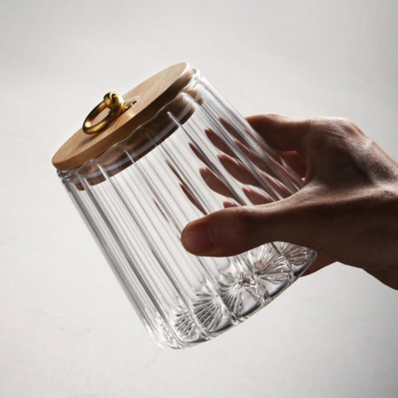 Paxley | Glass Containers with Lid | Elegant and Airtight Storage Cylindrical Ribbed