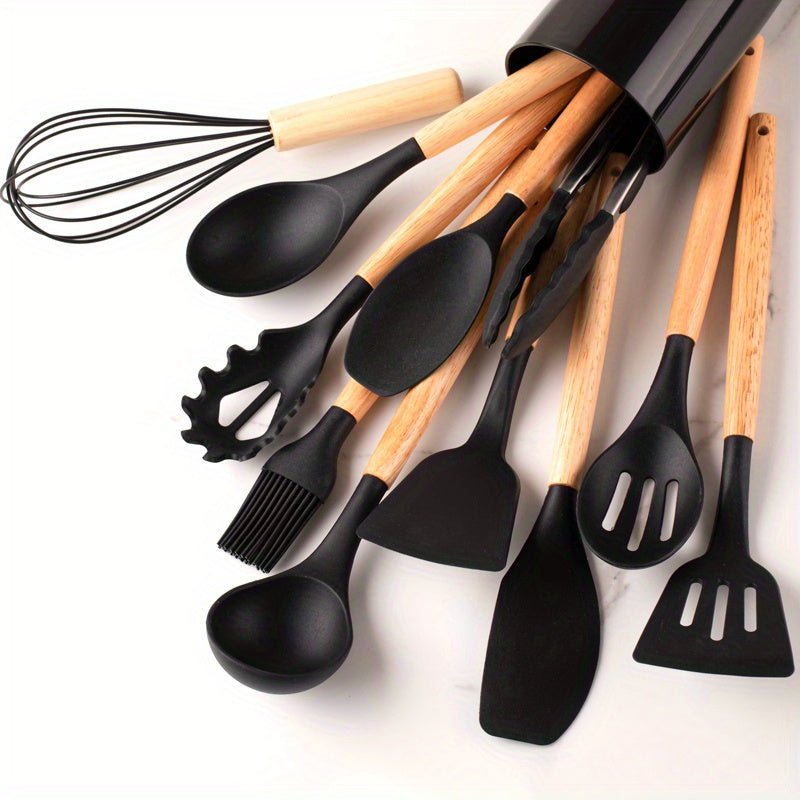 Paxley Kitchen Utensils Set made of Silicone and Wood
