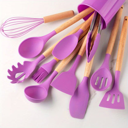 Paxley Kitchen Utensils Set made of Silicone and Wood