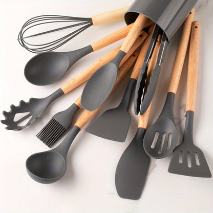 Paxley Kitchen Utensils Set made of Silicone and Wood