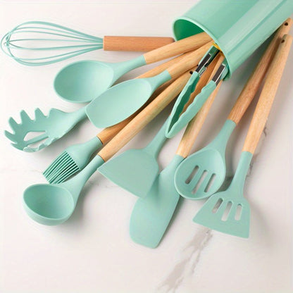 Paxley Kitchen Utensils Set made of Silicone and Wood