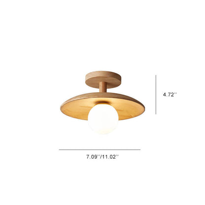 Paxley Wooden Dome 1-Light Semi-Recessed Ceiling Light