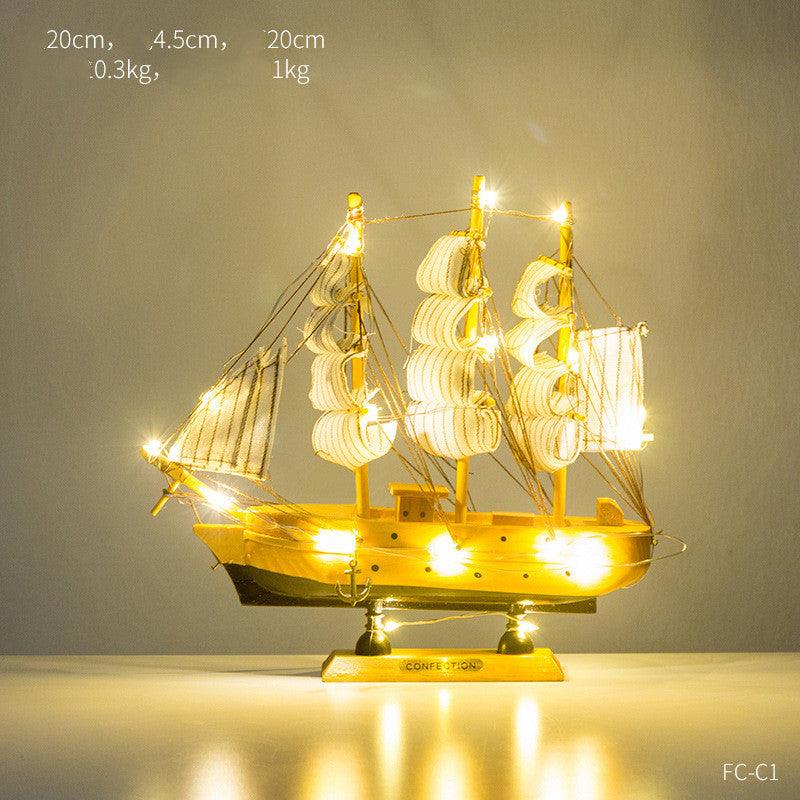 Paxley | Wooden Ship Decor | Maritime Style | Decorative Ornament 20CM black floor candle