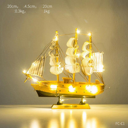 Paxley | Wooden Ship Decor | Maritime Style | Decorative Ornament 20CM black floor candle