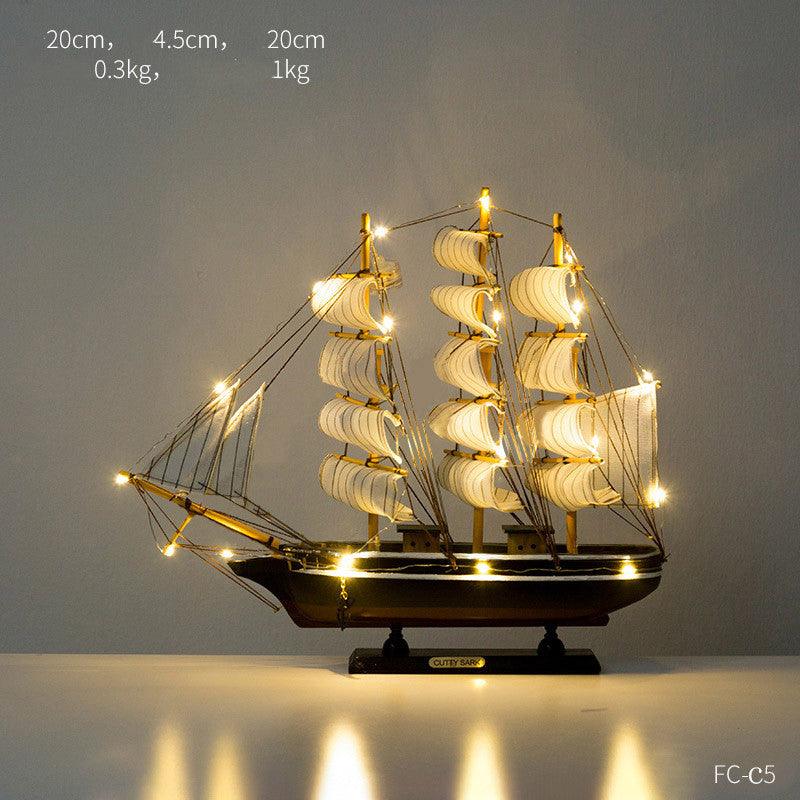 Paxley | Wooden Ship Decor | Maritime Style | Decorative Ornament 20CM black lamp