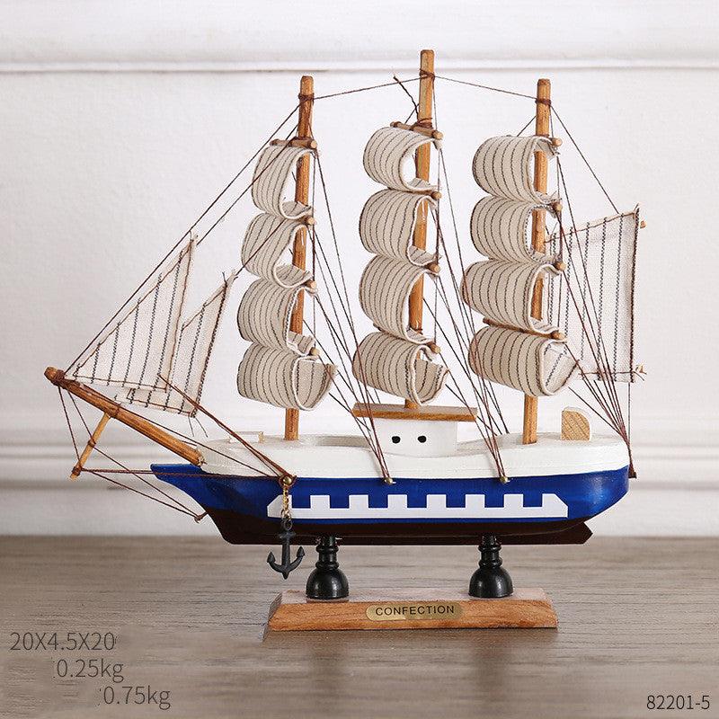 Paxley | Wooden Ship Decor | Maritime Style | Decorative Ornament 20CM blue