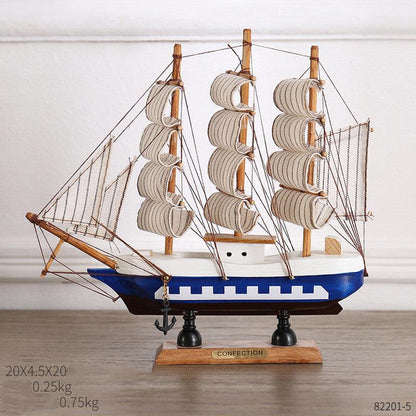 Paxley | Wooden Ship Decor | Maritime Style | Decorative Ornament 20CM blue
