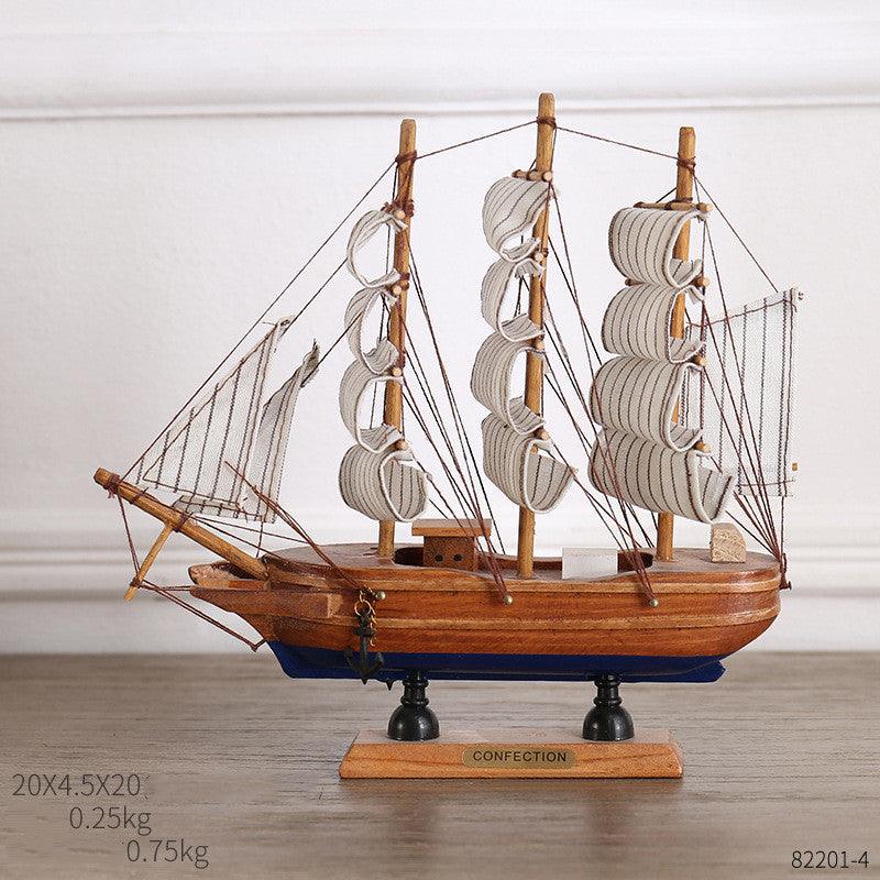 Paxley | Wooden Ship Decor | Maritime Style | Decorative Ornament 20CM blue background