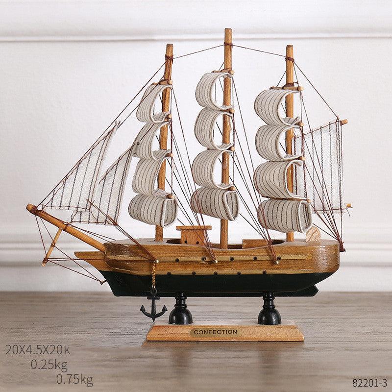 Paxley | Wooden Ship Decor | Maritime Style | Decorative Ornament 20CM green background