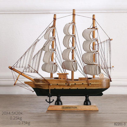 Paxley | Wooden Ship Decor | Maritime Style | Decorative Ornament 20CM green background